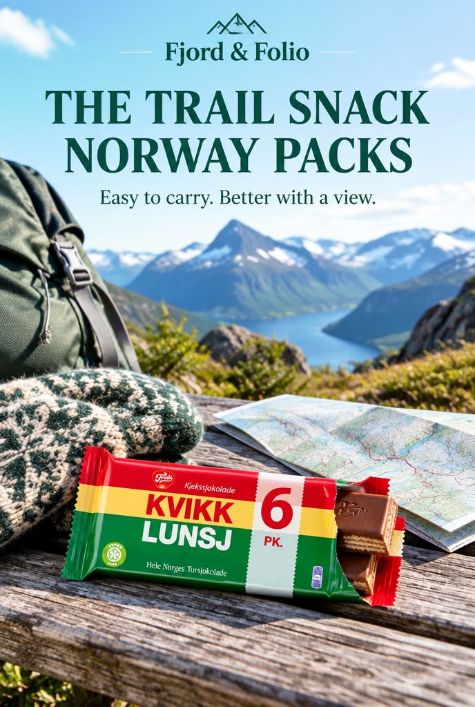 Fjord & Folio Pinterest artwork for Kvikk Lunsj
